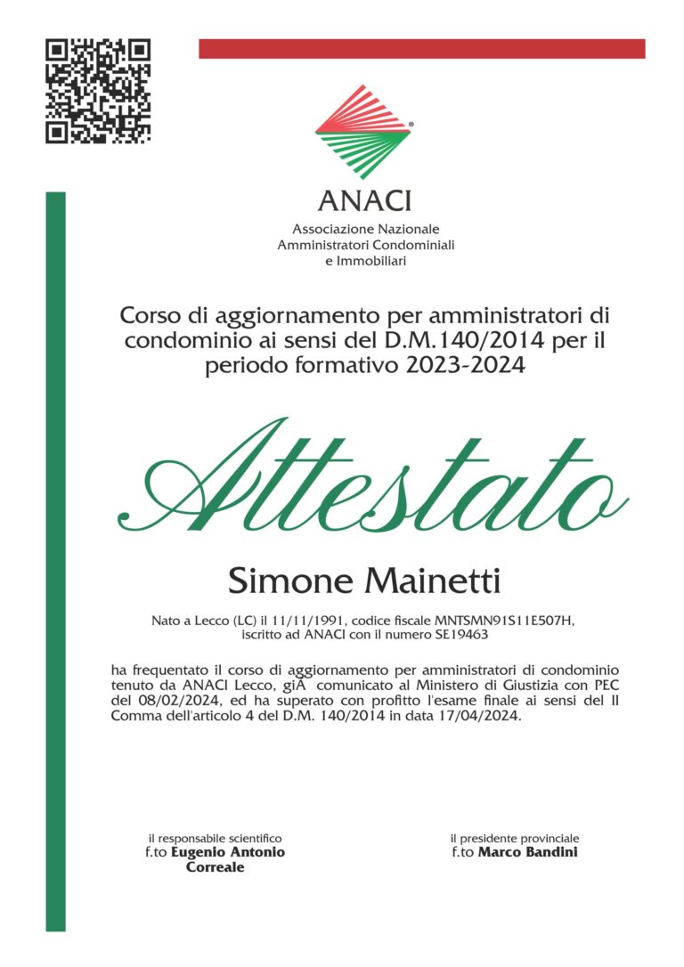 attestato corso aggiornamento 2024